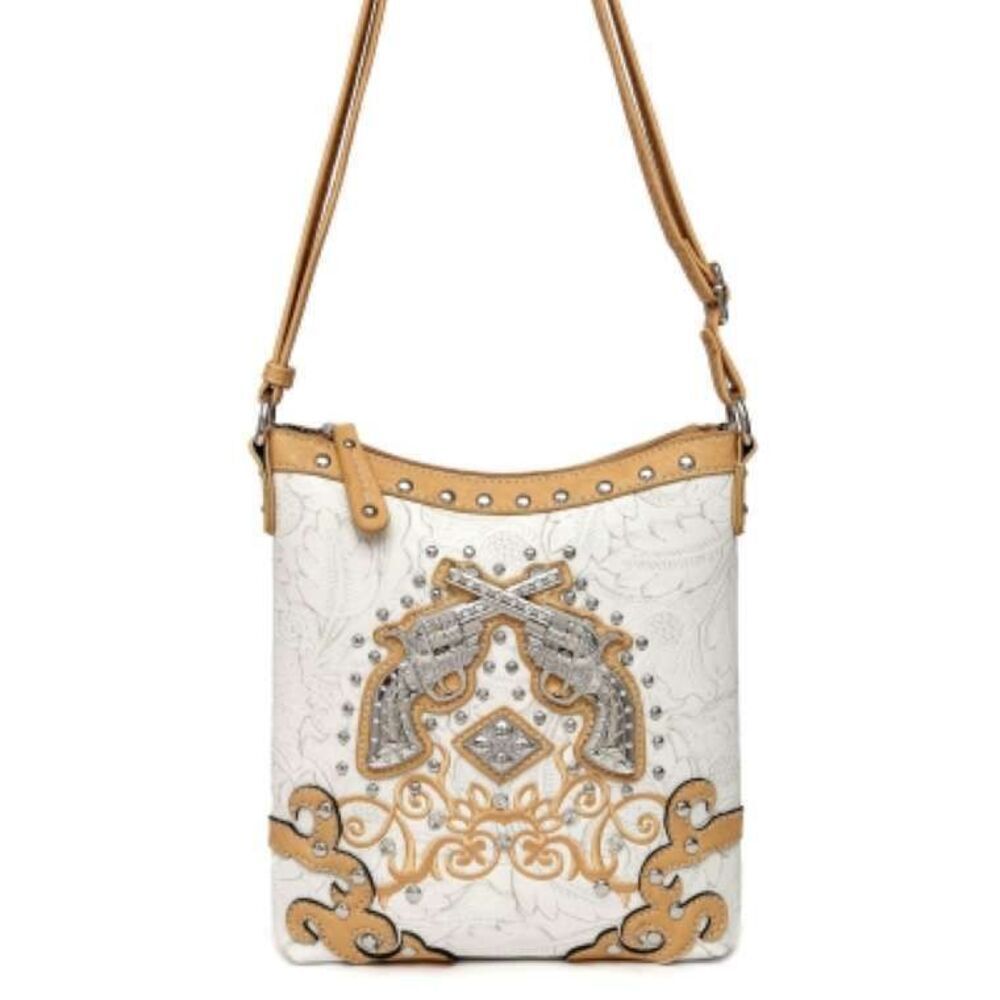 Rhinestone Classic Natural Beige Messenger Bag - Picture 1 of 2